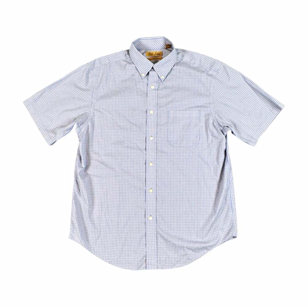 Roundtree & Yorke Gold Label Non-Iron Button-Down Check Cotton Dress Shirt L